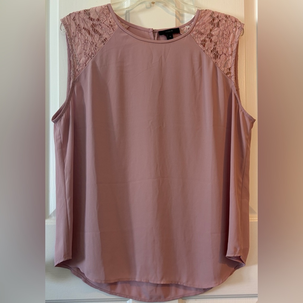 J. Crew Dusty Mauve Lace Shoulder Sleeveless Top - Size 16